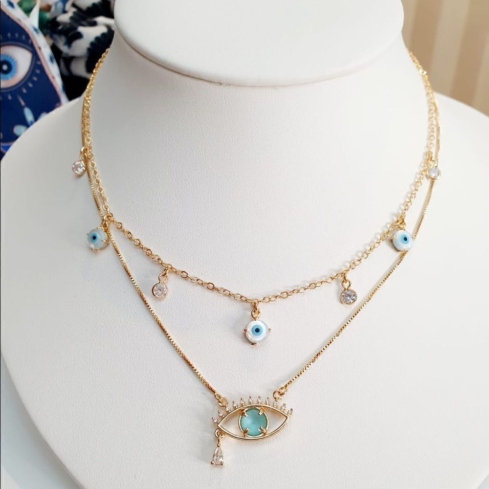 Necklaces Evil eye 🧿 bundle 2 necklaces Gold plated and Ipsy bag